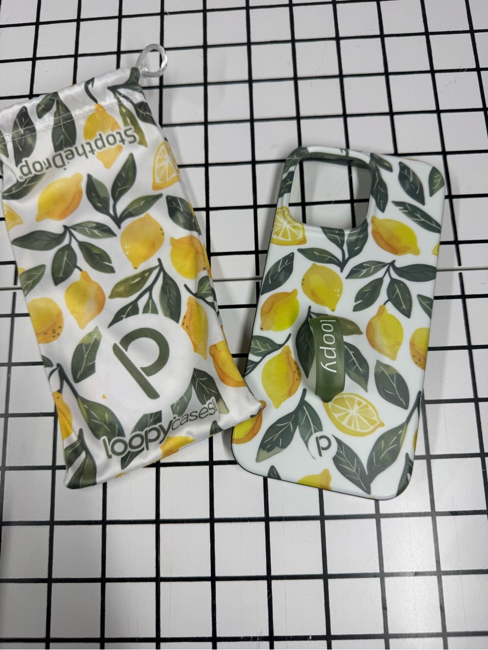 Loopy Cases Lemon Print Phone Case with Matching Pouch iPhone 16 pro max